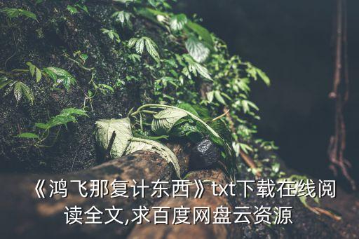 《鴻飛那復(fù)計(jì)東西》txt下載在線閱讀全文,求百度網(wǎng)盤(pán)云資源