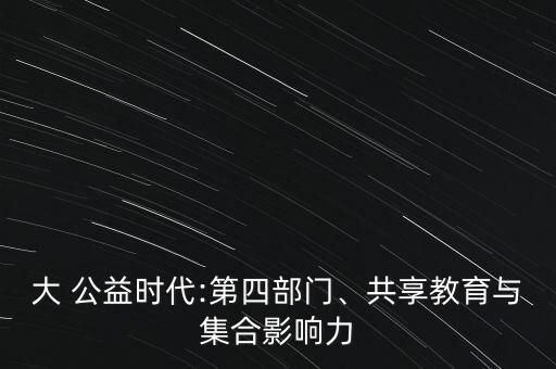 大 公益時代:第四部門、共享教育與集合影響力