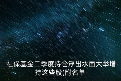  社?；鸲径瘸謧}浮出水面大舉增持這些股(附名單