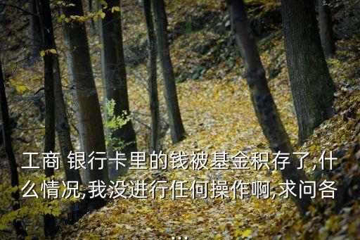 工商 銀行卡里的錢被基金積存了,什么情況,我沒進(jìn)行任何操作啊,求問各...
