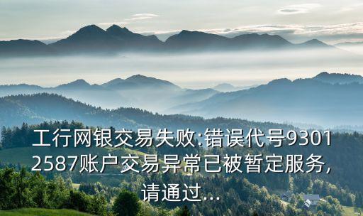 工行網(wǎng)銀交易失敗:錯誤代號93012587賬戶交易異常已被暫定服務,請通過...