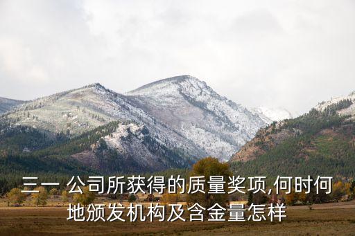 三一 公司所獲得的質(zhì)量獎項,何時何地頒發(fā)機構(gòu)及含金量怎樣