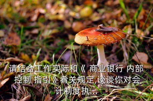 請結(jié)合工作實(shí)際和《 商業(yè)銀行 內(nèi)部 控制 指引》肴關(guān)規(guī)定,談?wù)勀銓嬛贫葓?zhí)...