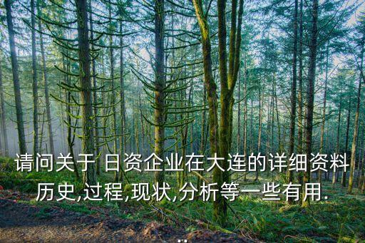請問關于 日資企業(yè)在大連的詳細資料歷史,過程,現(xiàn)狀,分析等一些有用...