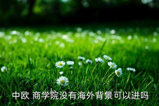  中歐 商學(xué)院沒有海外背景可以進(jìn)嗎