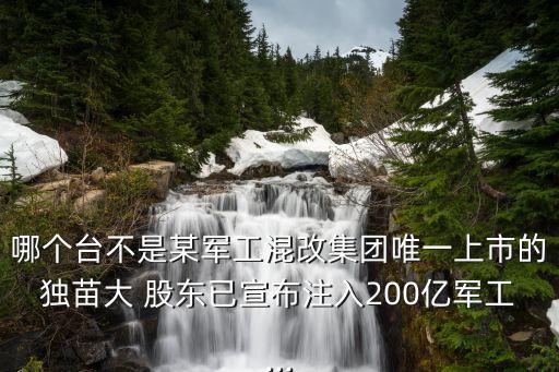 哪個(gè)臺(tái)不是某軍工混改集團(tuán)唯一上市的獨(dú)苗大 股東已宣布注入200億軍工...