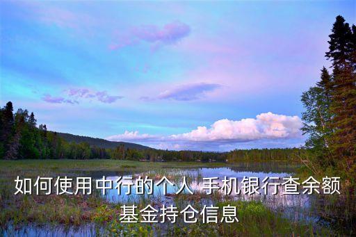如何使用中行的個(gè)人 手機(jī)銀行查余額 基金持倉(cāng)信息