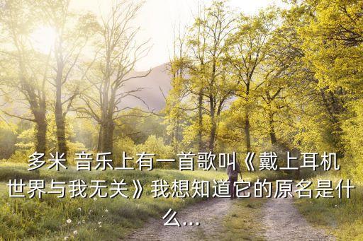  多米 音樂上有一首歌叫《戴上耳機(jī)世界與我無(wú)關(guān)》我想知道它的原名是什么...