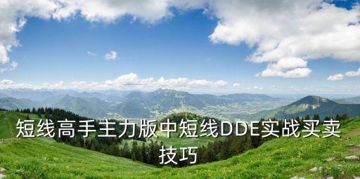短線高手主力版中短線DDE實(shí)戰(zhàn)買(mǎi)賣(mài)技巧