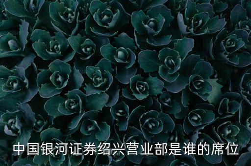 中國銀河證券紹興營業(yè)部是誰的席位