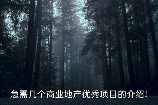急需幾個(gè)商業(yè)地產(chǎn)優(yōu)秀項(xiàng)目的介紹!
