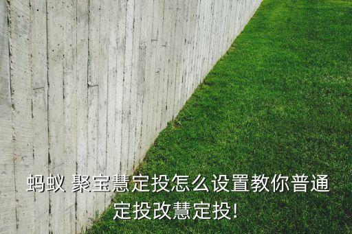  螞蟻 聚寶慧定投怎么設置教你普通定投改慧定投!