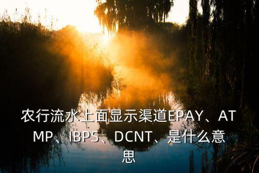 農(nóng)行流水上面顯示渠道EPAY、ATMP、IBPS、DCNT、是什么意思