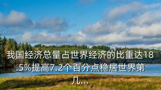 我國經(jīng)濟(jì)總量占世界經(jīng)濟(jì)的比重達(dá)18.5%提高7.2個百分點(diǎn)穩(wěn)居世界第幾...