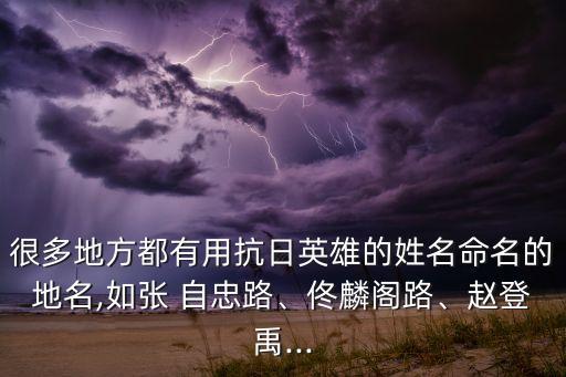 很多地方都有用抗日英雄的姓名命名的地名,如張 自忠路、佟麟閣路、趙登禹...