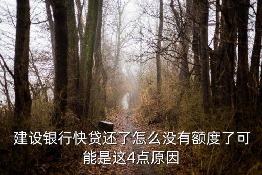  建設(shè)銀行快貸還了怎么沒有額度了可能是這4點原因