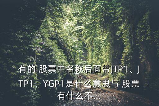 有的 股票中名稱后面帶JTP1、JTP1、YGP1是什么意思與 股票有什么不...