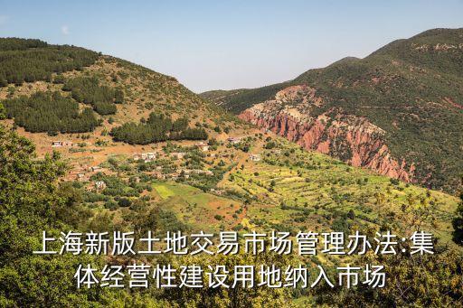  上海新版土地交易市場管理辦法:集體經(jīng)營性建設用地納入市場