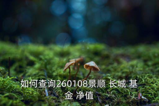 如何查詢260108景順 長(zhǎng)城 基金 凈值