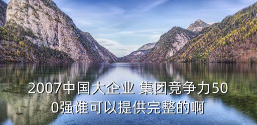 2007中國(guó)大企業(yè) 集團(tuán)競(jìng)爭(zhēng)力500強(qiáng)誰(shuí)可以提供完整的啊