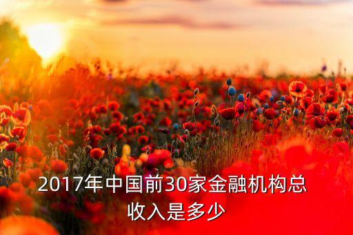 2017年中國前30家金融機(jī)構(gòu)總 收入是多少