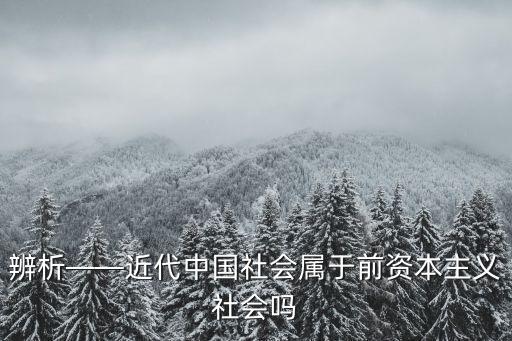 辨析——近代中國(guó)社會(huì)屬于前資本主義社會(huì)嗎