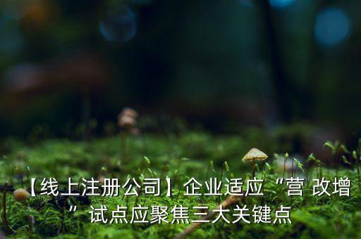 【線上注冊(cè)公司】企業(yè)適應(yīng)“營 改增”試點(diǎn)應(yīng)聚焦三大關(guān)鍵點(diǎn)