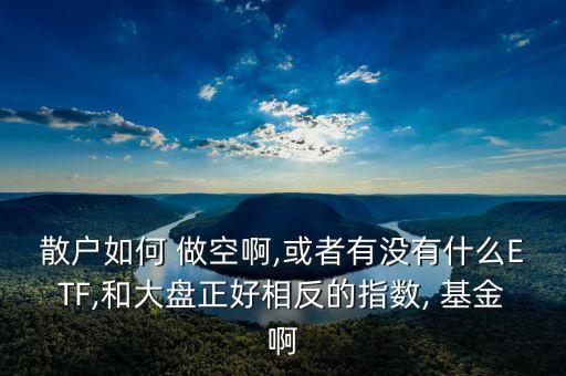 散戶如何 做空啊,或者有沒(méi)有什么ETF,和大盤(pán)正好相反的指數(shù), 基金啊