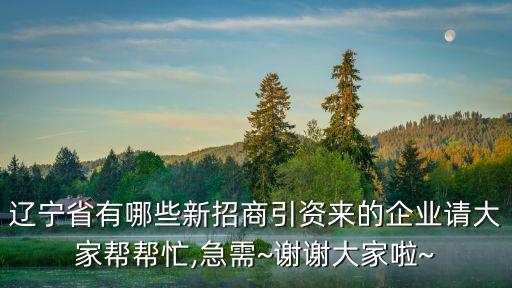 遼寧省有哪些新招商引資來(lái)的企業(yè)請(qǐng)大家?guī)蛶兔?急需~謝謝大家啦~