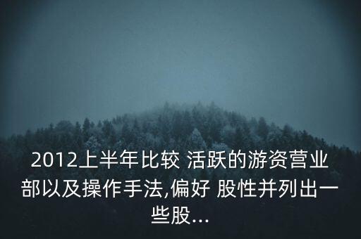 2012上半年比較 活躍的游資營業(yè)部以及操作手法,偏好 股性并列出一些股...