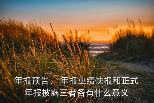  年報預(yù)告、 年報業(yè)績快報和正式 年報披露三者各有什么意義