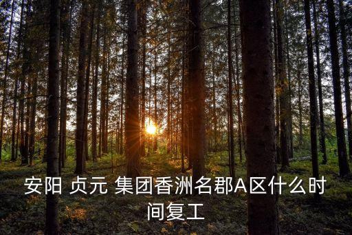 安陽 貞元 集團(tuán)香洲名郡A區(qū)什么時間復(fù)工