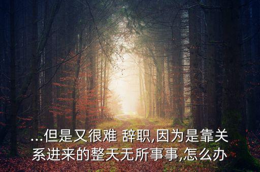 ...但是又很難 辭職,因?yàn)槭强筷P(guān)系進(jìn)來(lái)的整天無(wú)所事事,怎么辦