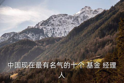 中國現(xiàn)在最有名氣的十個 基金 經(jīng)理人