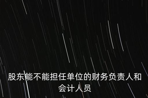  股東能不能擔(dān)任單位的財(cái)務(wù)負(fù)責(zé)人和 會(huì)計(jì)人員