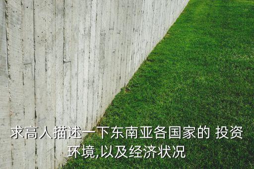 求高人描述一下東南亞各國家的 投資環(huán)境,以及經(jīng)濟狀況