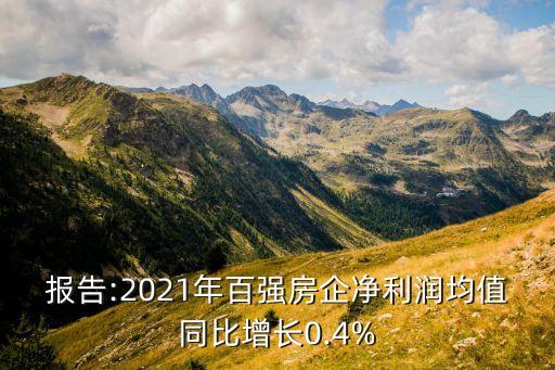 報(bào)告:2021年百強(qiáng)房企凈利潤均值同比增長0.4%