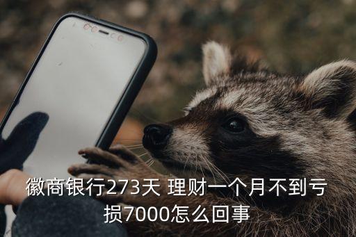 徽商銀行273天 理財一個月不到虧損7000怎么回事