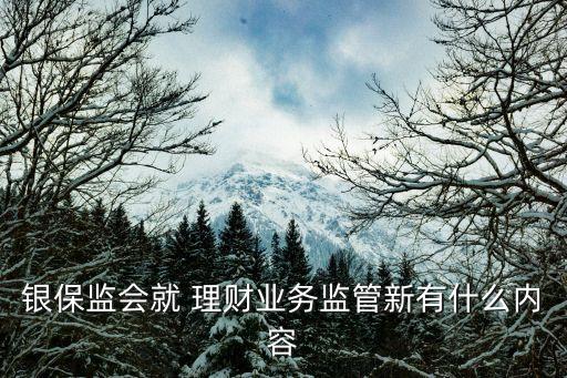 銀保監(jiān)會就 理財業(yè)務監(jiān)管新有什么內(nèi)容