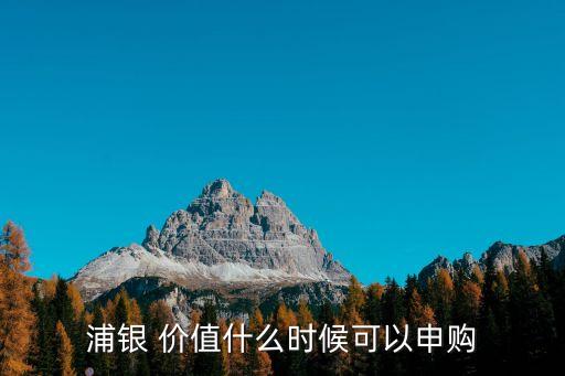 浦銀 價(jià)值什么時(shí)候可以申購(gòu)