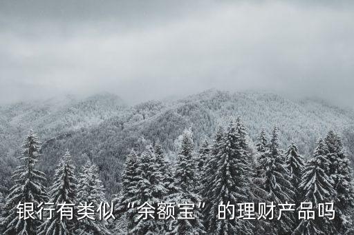 銀行有類似“余額寶”的理財產(chǎn)品嗎