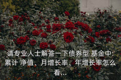 請(qǐng)專業(yè)人士解答一下債券型 基金中:累計(jì) 凈值、月增長(zhǎng)率、年增長(zhǎng)率怎么看...