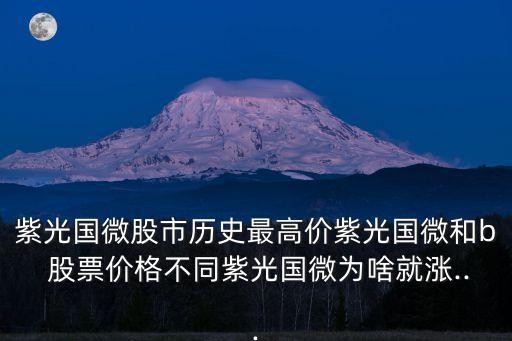 紫光國微股市歷史最高價紫光國微和b 股票價格不同紫光國微為啥就漲...