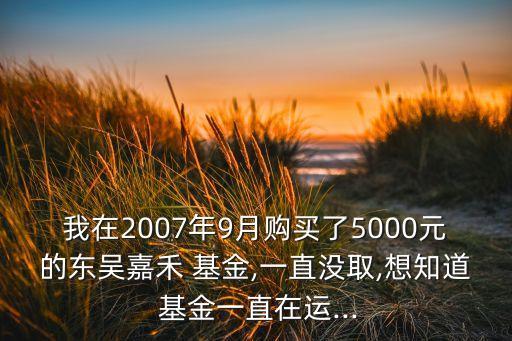 我在2007年9月購買了5000元的東吳嘉禾 基金,一直沒取,想知道 基金一直在運(yùn)...
