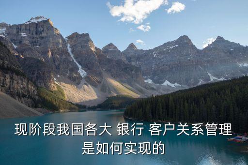 現(xiàn)階段我國各大 銀行 客戶關(guān)系管理是如何實現(xiàn)的