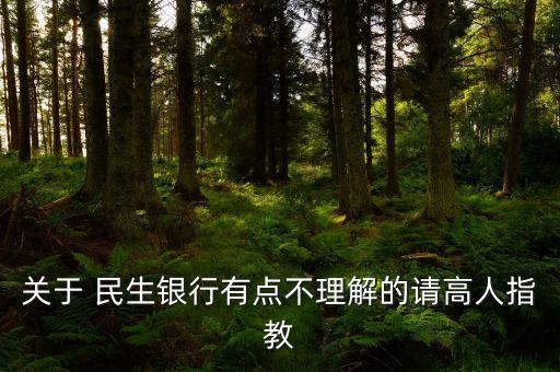 關于 民生銀行有點不理解的請高人指教