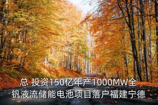 總 投資150億年產(chǎn)1000MW全釩液流儲能電池項(xiàng)目落戶福建寧德