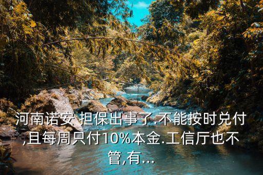 河南諾安 擔保出事了.不能按時兌付,且每周只付10%本金.工信廳也不管,有...