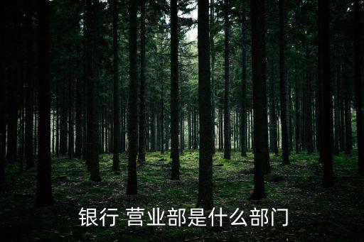  銀行 營(yíng)業(yè)部是什么部門