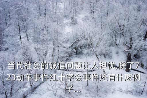 當(dāng)代社會的誠信問題讓人擔(dān)憂,除了723動車事件紅十字會事件還有什麼例子...
